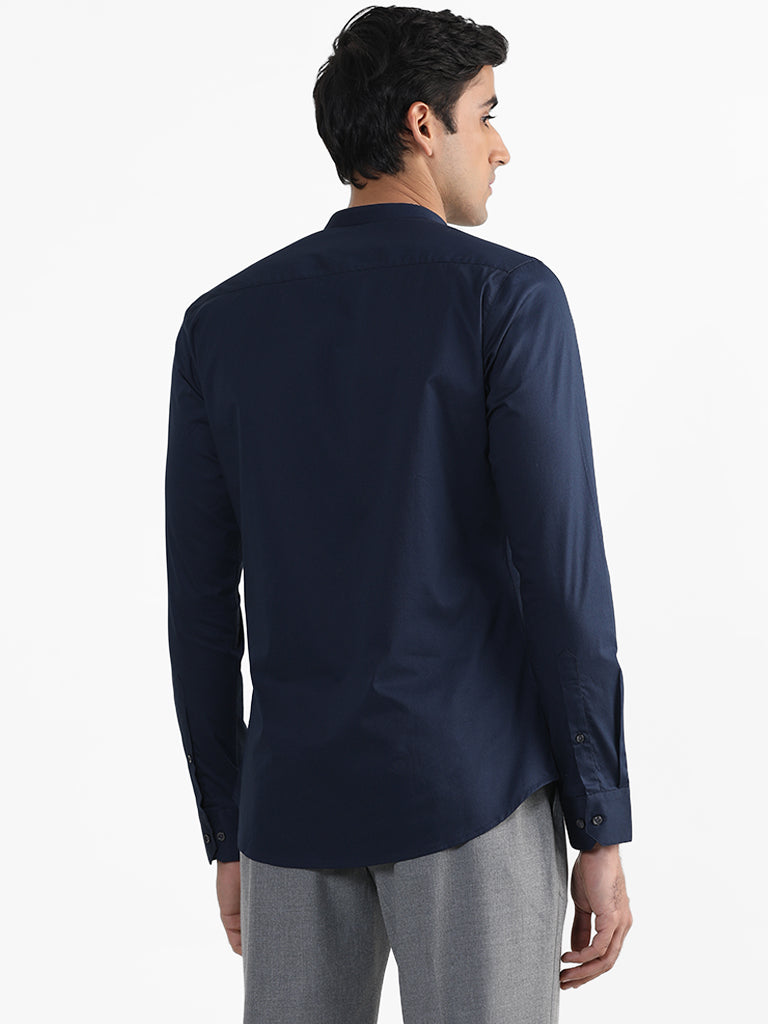 WES Formals Plain Indigo Slim Fit Shirt