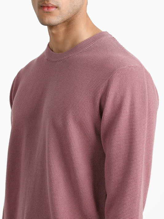Ascot Dobby Dusty Pink Cotton Relaxed Fit Sweater
