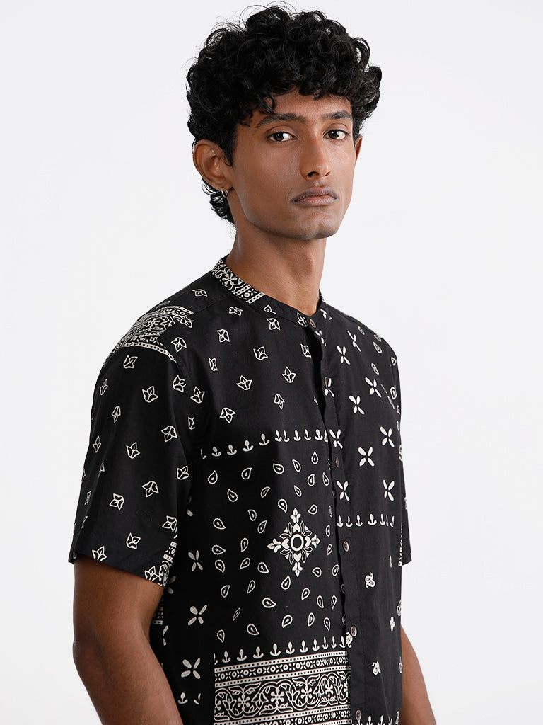 ETA Black Printed Resort Fit Shirt