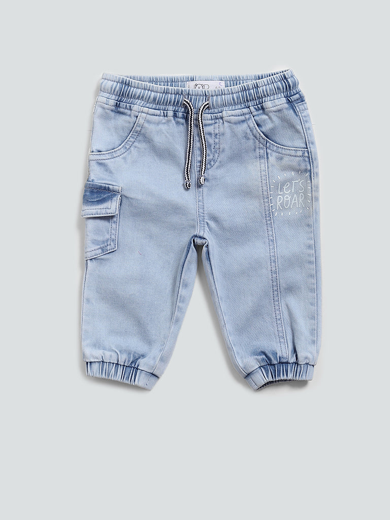 HOP Baby Plain Light Blue Denim Joggers