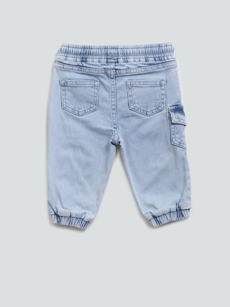 HOP Baby Plain Light Blue Denim Joggers