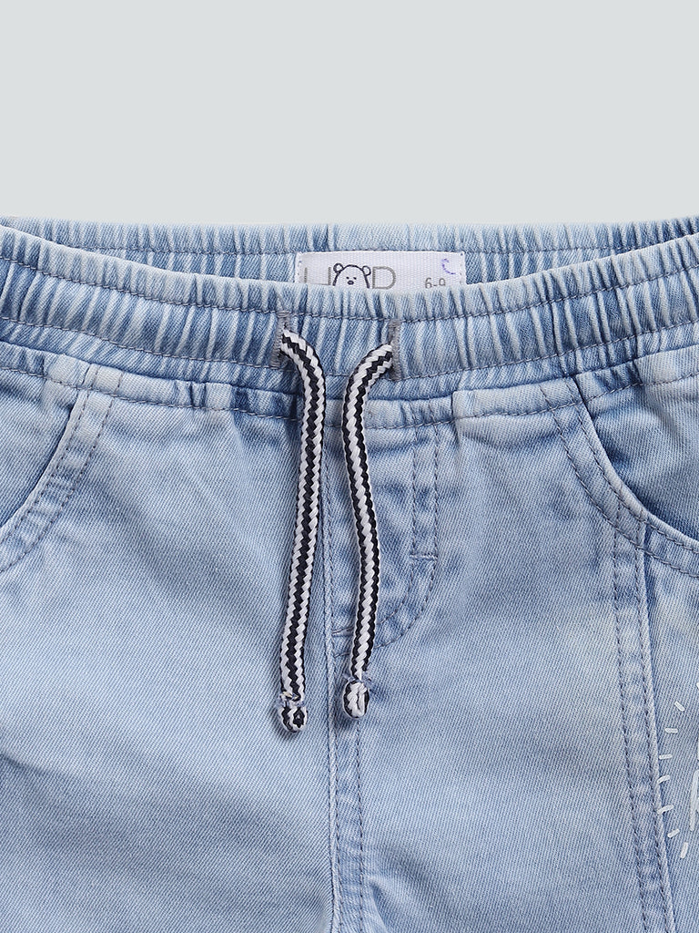 HOP Baby Plain Light Blue Denim Joggers