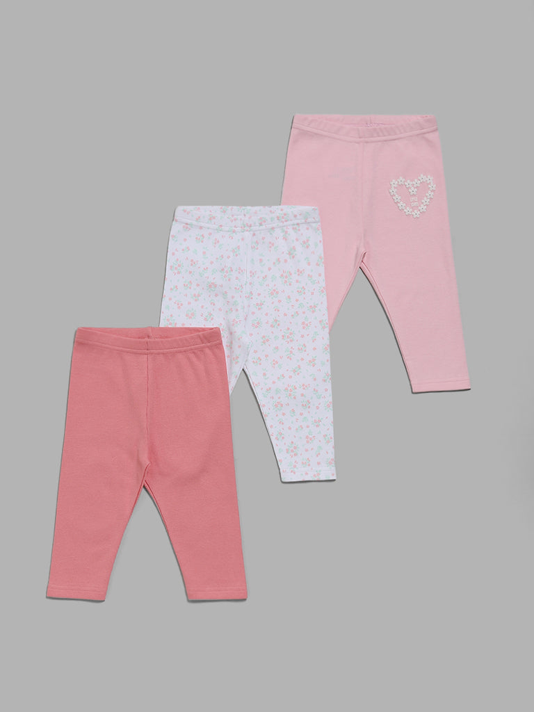 HOP Baby Floral Printed Multicolor Leggings - Pack of 3