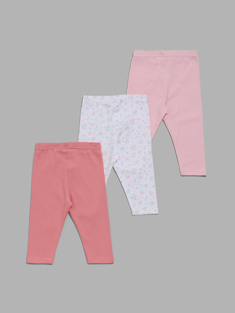HOP Baby Floral Printed Multicolor Leggings - Pack of 3