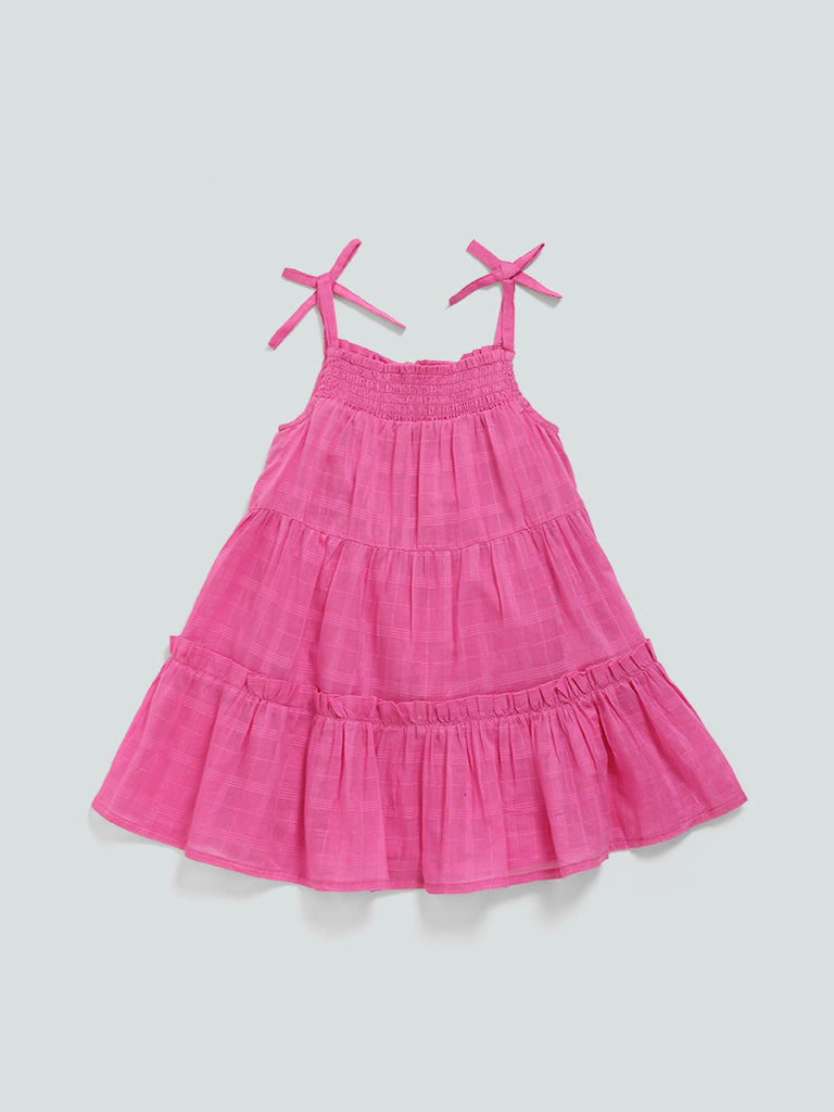 HOP Kids Solid Pink Lucy Tiered Dress