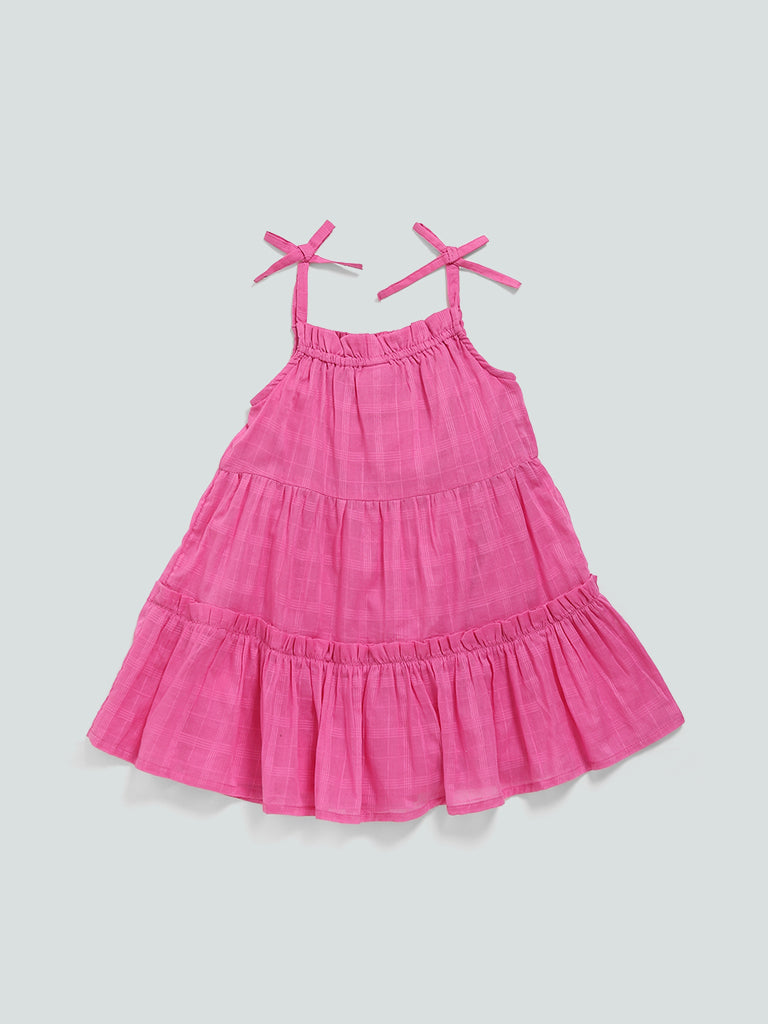 HOP Kids Solid Pink Lucy Tiered Dress