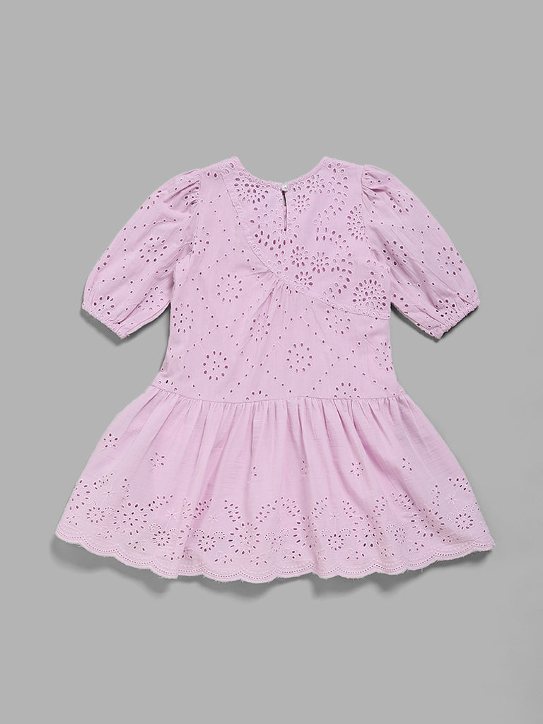HOP Kids Lilac Schiffli Fit and Flare Dress
