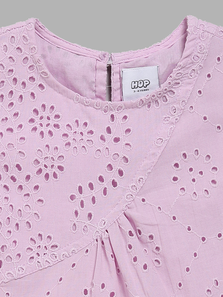HOP Kids Lilac Schiffli Fit and Flare Dress