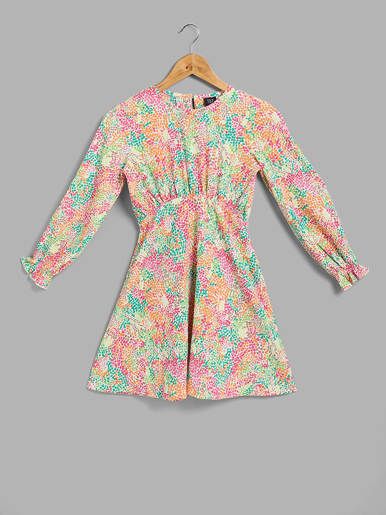 Y&F Kids Multicolored Dotted A-Line Dress