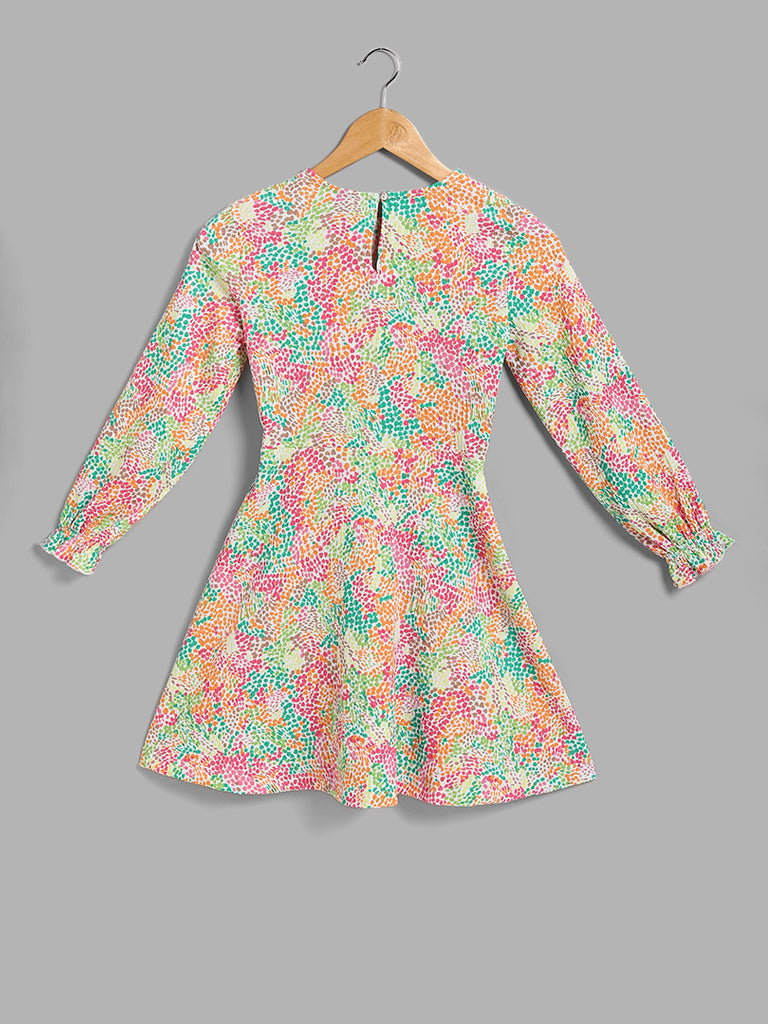 Y&F Kids Multicolored Dotted A-Line Dress