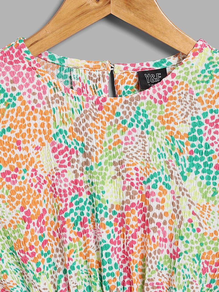 Y&F Kids Multicolored Dotted A-Line Dress