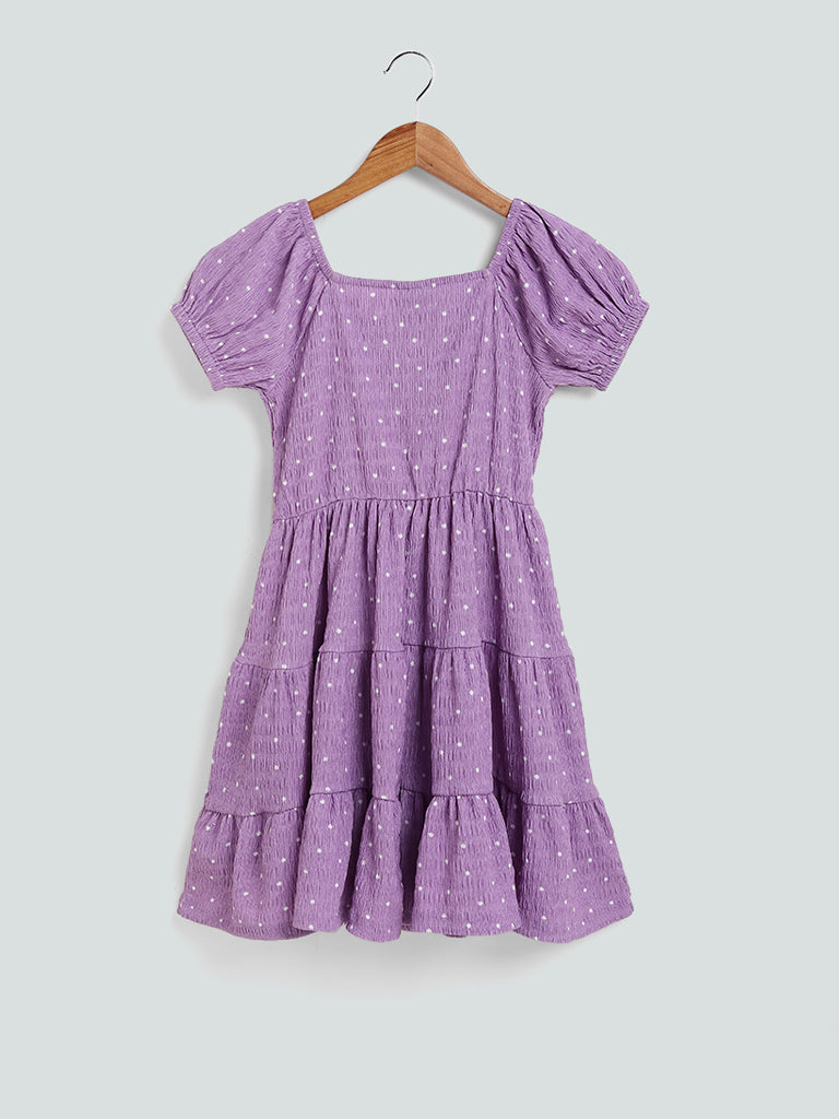 Y&F Kids Polka Dots Tiered Lilac Dress