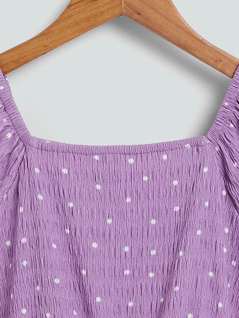 Y&F Kids Polka Dots Tiered Lilac Dress