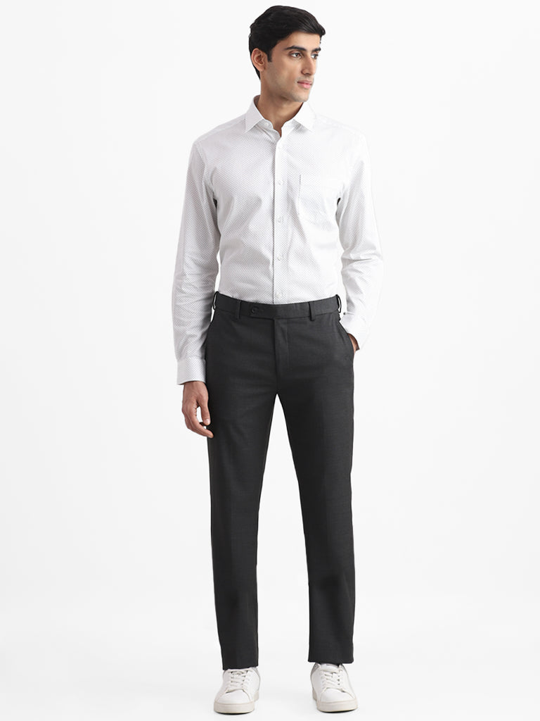 WES Formals White Printed Relaxed Fit Shirt