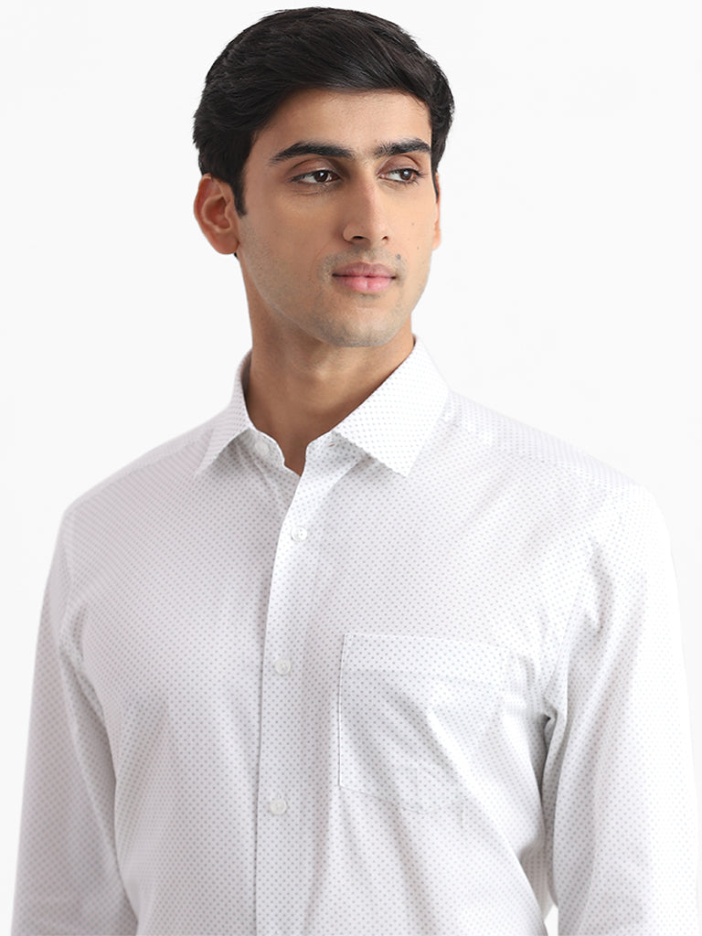 WES Formals White Printed Relaxed Fit Shirt