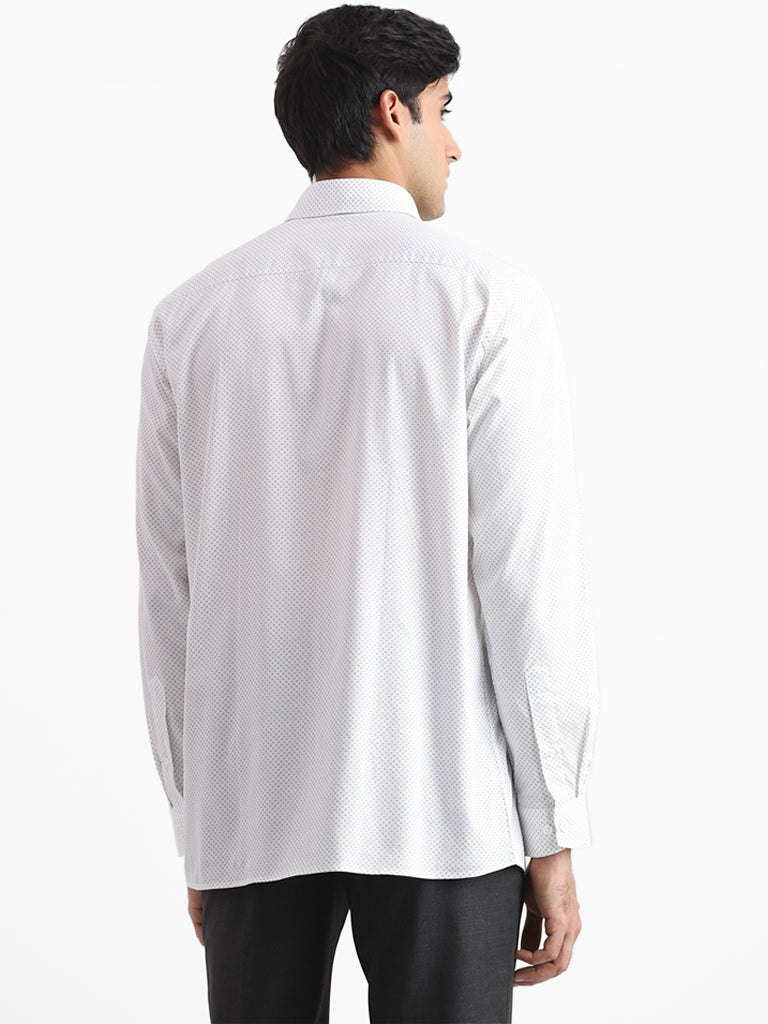 WES Formals White Printed Relaxed Fit Shirt