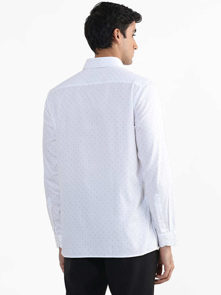WES Formals White Printed Slim Fit Shirt