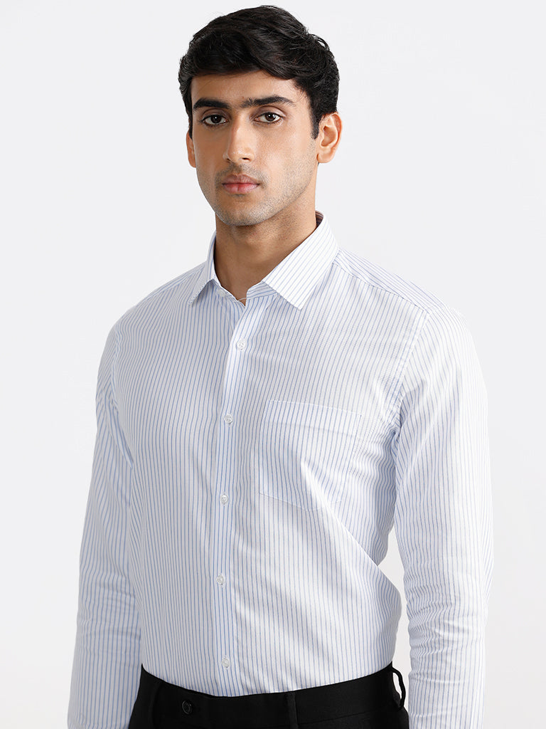 WES Formals Kady White Striped Slim Shirt