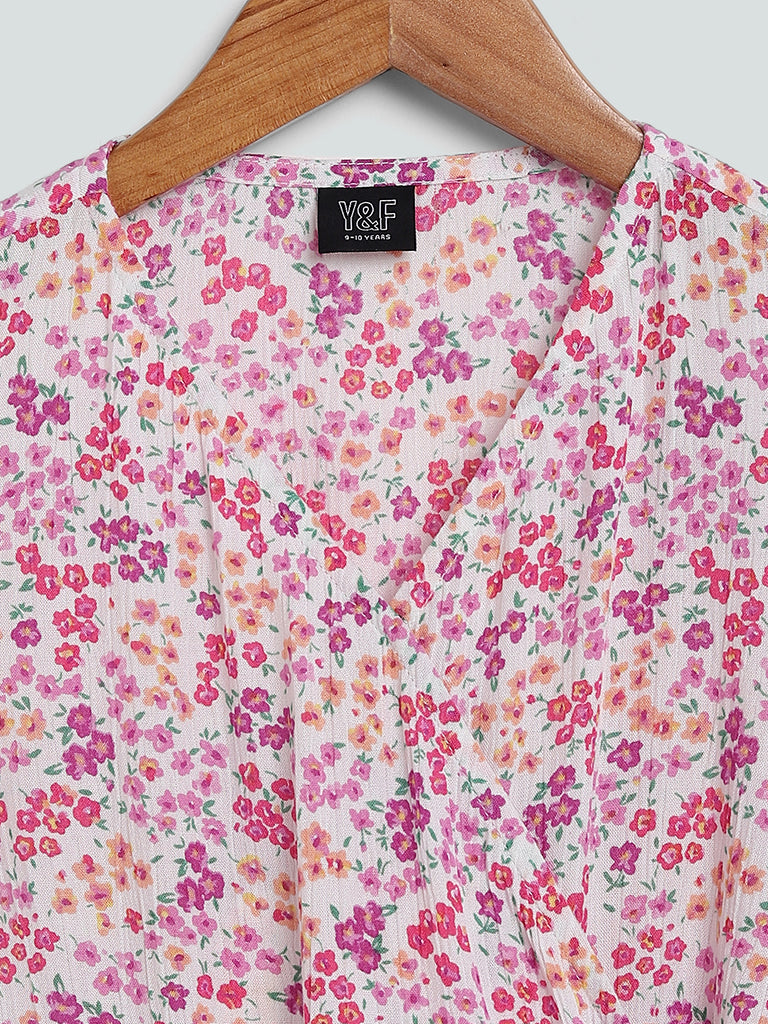 Y&F Kids Floral Printed Multicolored Dress