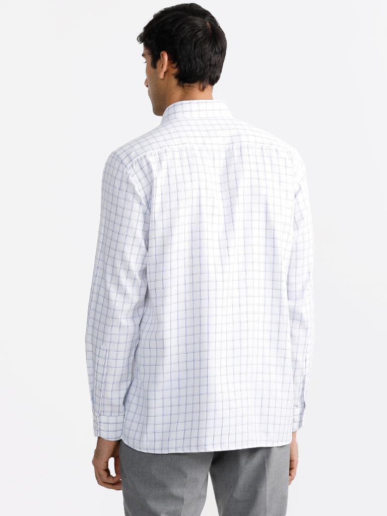 WES Formals Nolan White Checked Relaxed Fit Shirt