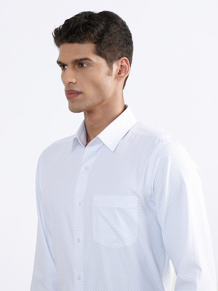 WES Formals Printed Slim Fit White Shirt