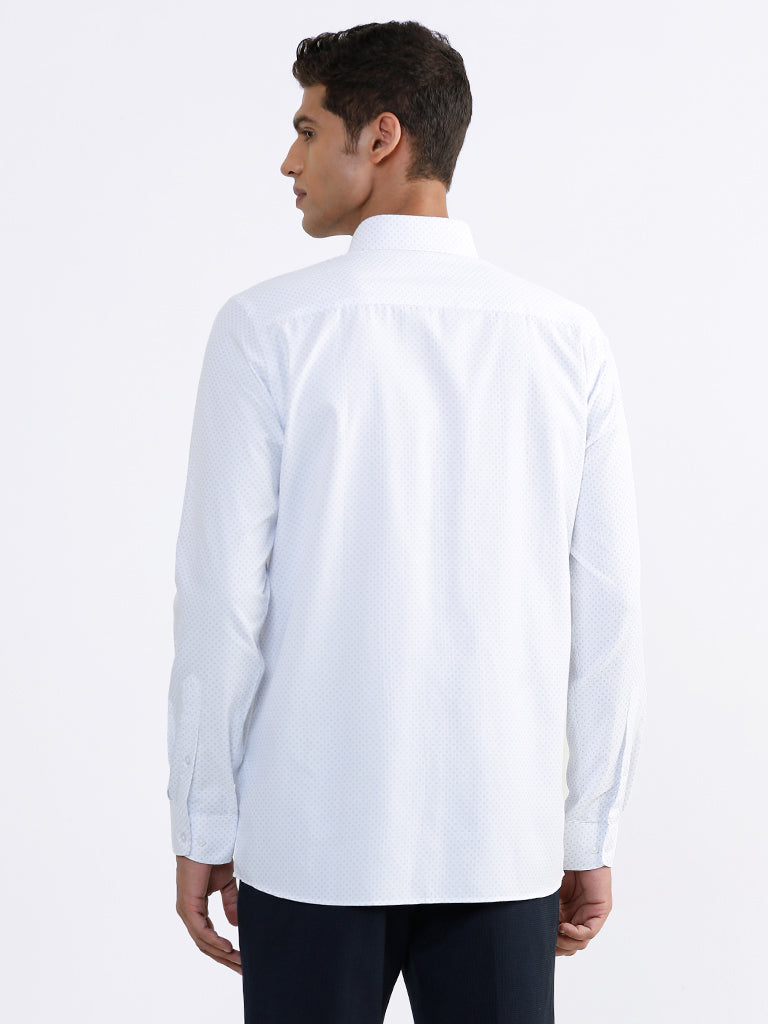 WES Formals Printed Slim Fit White Shirt