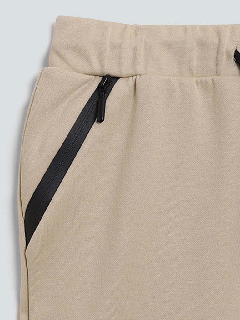 Y&F Kids Beige Solid Eagle Joggers