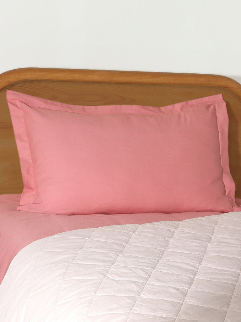 Westside Home Dusty Rose Solid Single Bed Flat sheet and Pillowcase Set