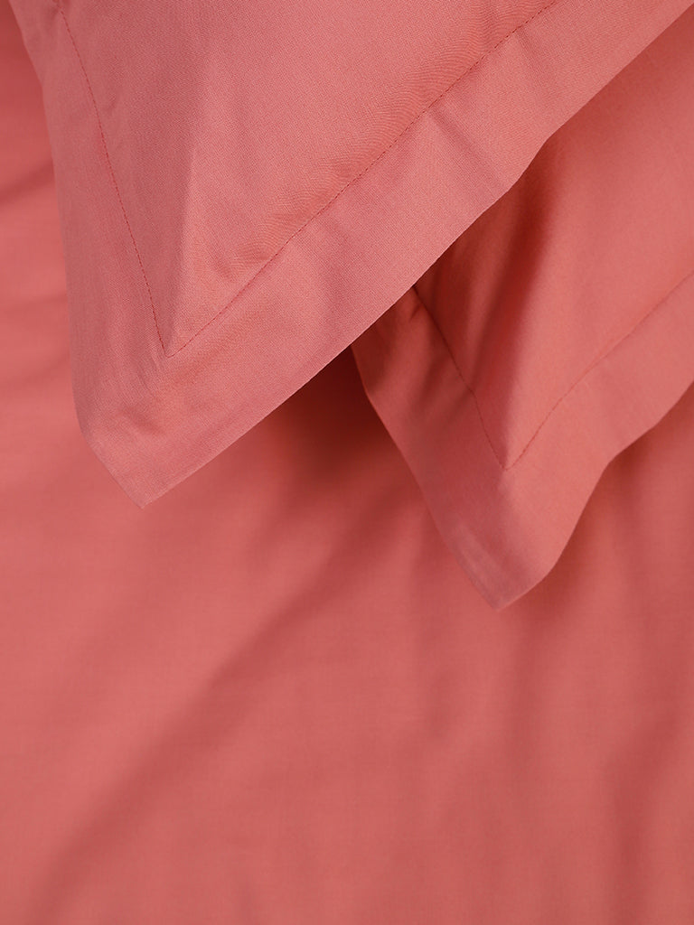 Westside Home Dusty Rose Solid Double Bed Flat sheet and Pillowcase Set