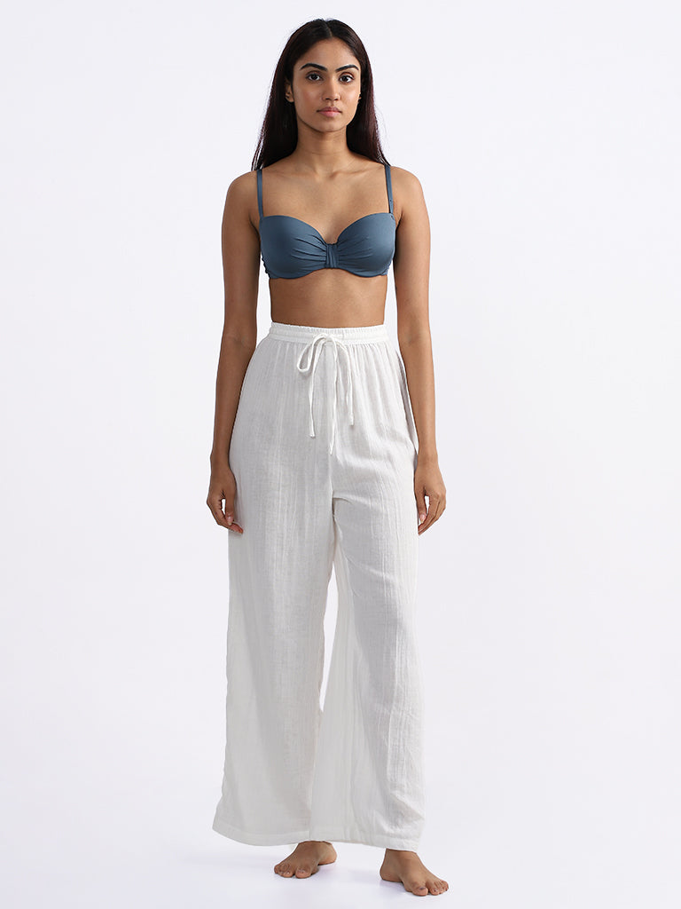 Buy Wunderlove Plain White Relaxed Fit Beach Pants from Westside