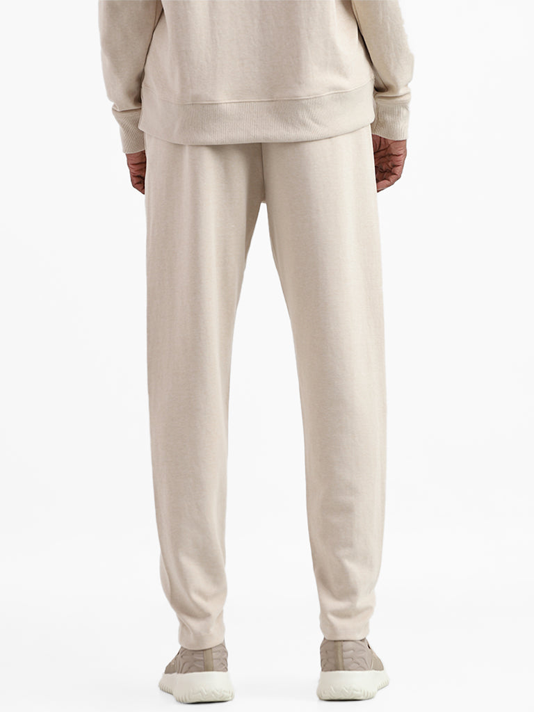 Studiofit Solid Beige Relaxed Fit Joggers