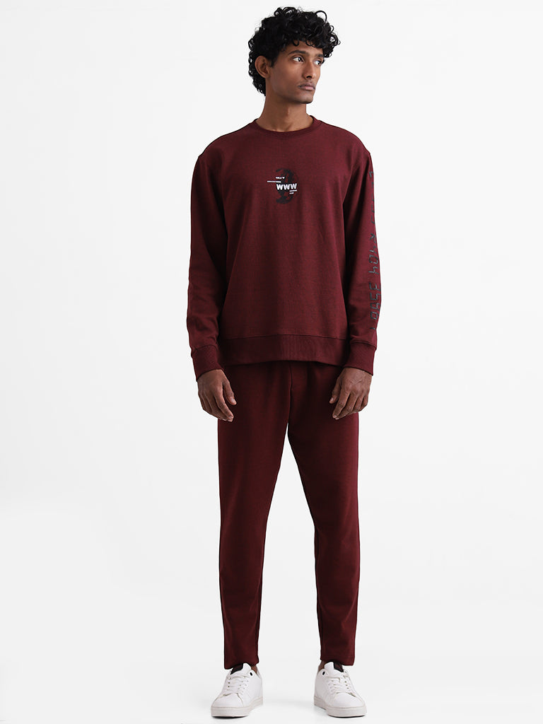 Studiofit Wine Melange Relaxed Fit Joggers