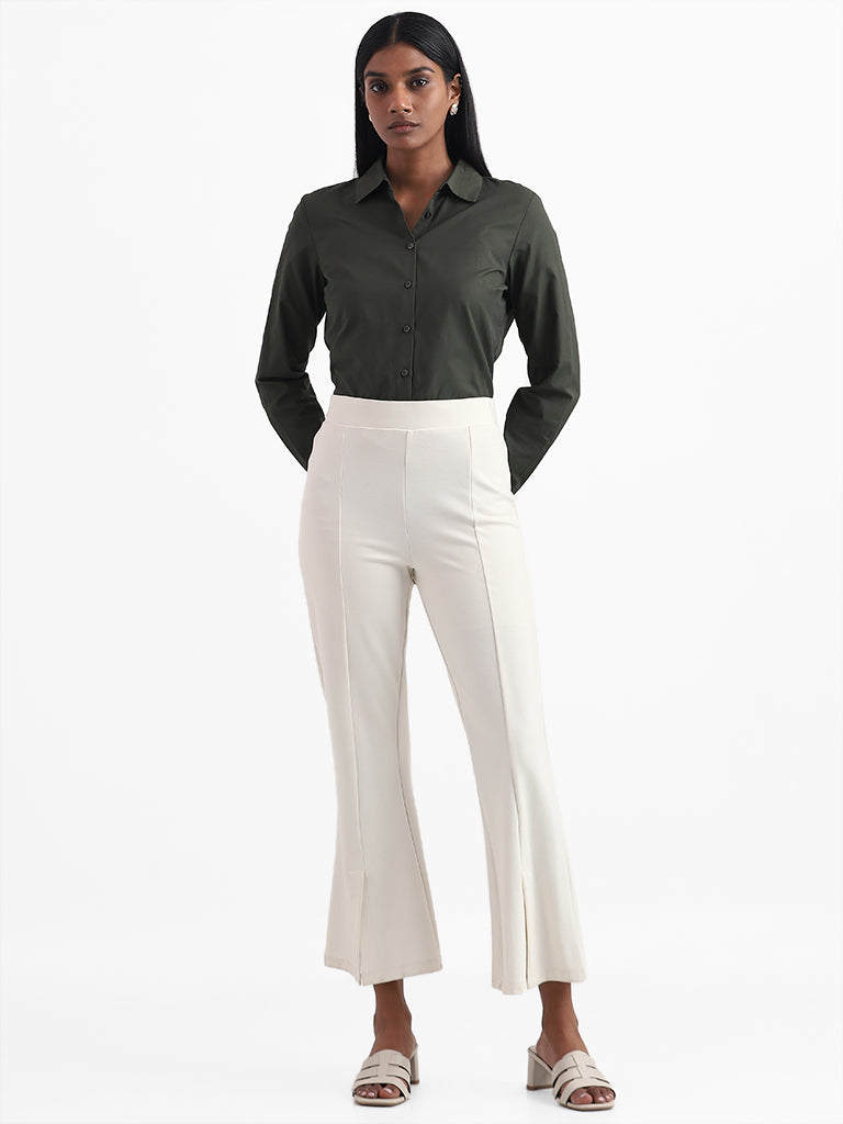 Wardrobe Plain Green Formal Shirt
