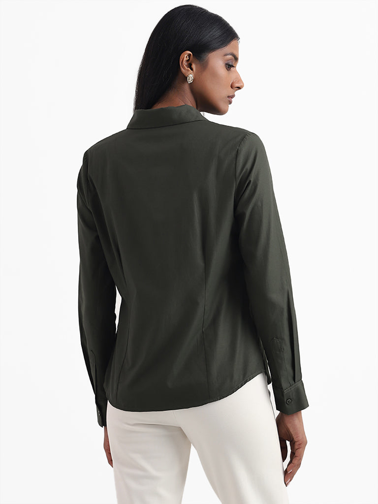 Wardrobe Plain Green Formal Shirt