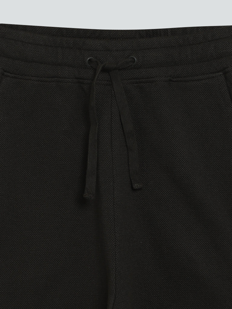 Y&F Plain Black Mid Rise Joggers