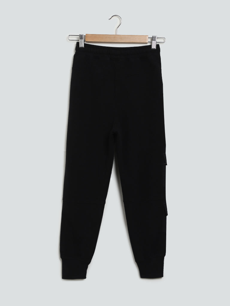 Y&F Kids Plain Black Mid Rise Joggers