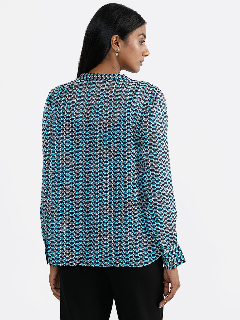 Wardrobe Printed Blue Top with Camisole