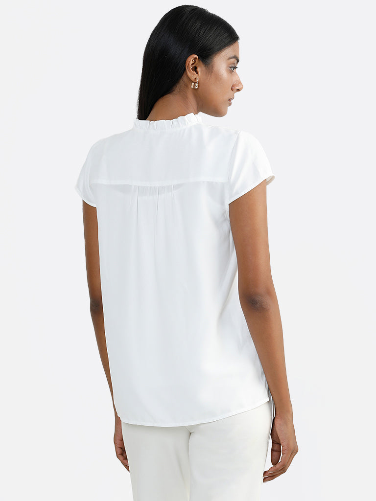 Wardrobe White Schiffli Neck-Tie Top with Camisole