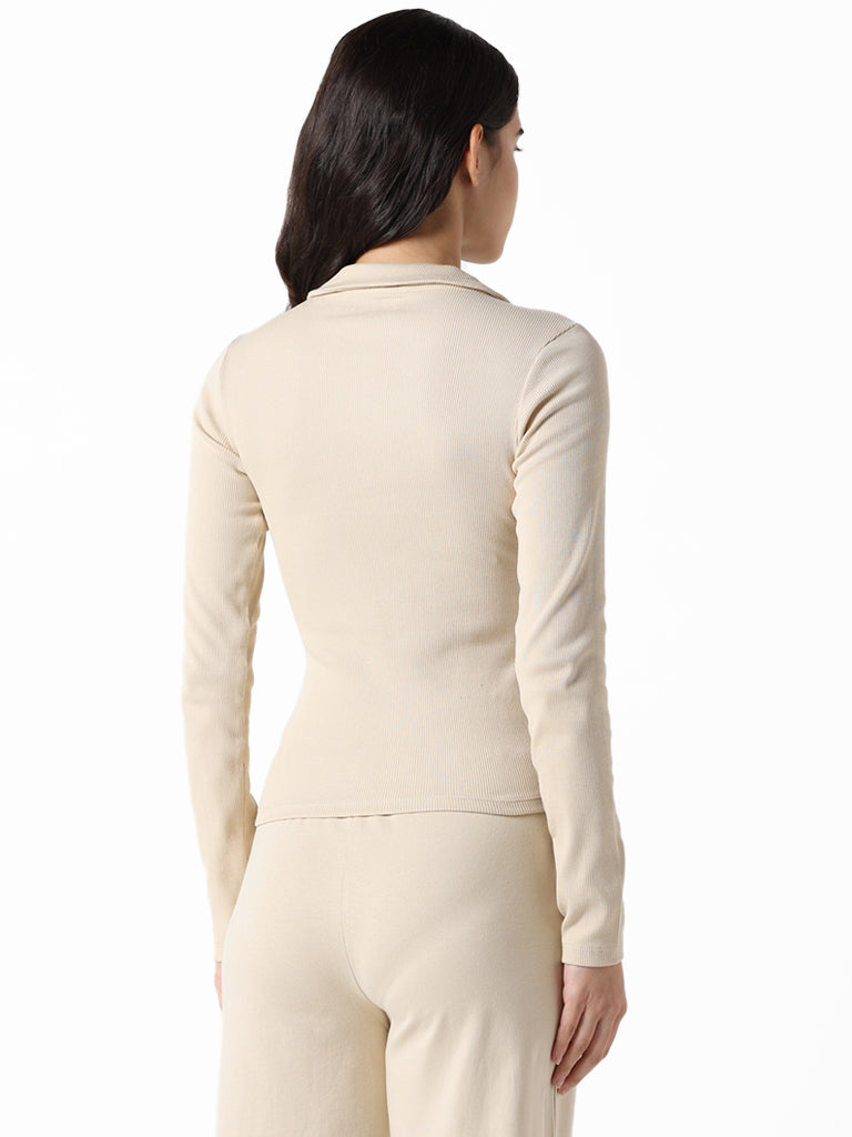 Studiofit Beige Slim Fit T-Shirt