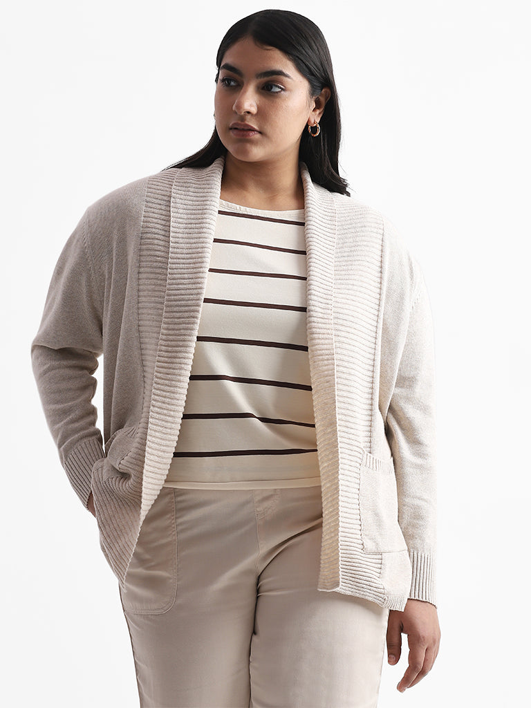 Gia Beige Open Front Shrug