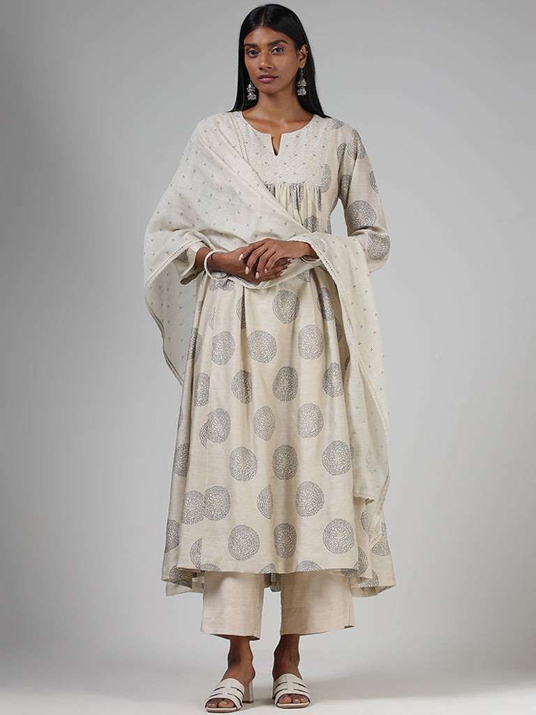 Zuba Beige Plain Fit Palazzos