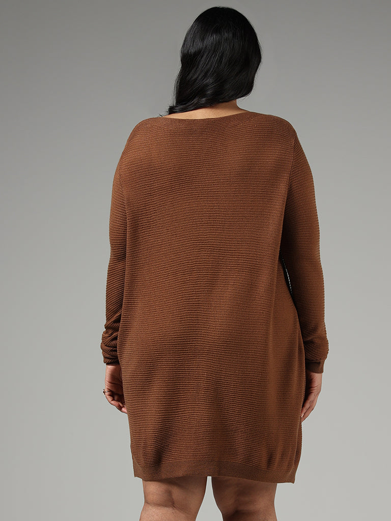 Gia Solid Brown Sweater Dress