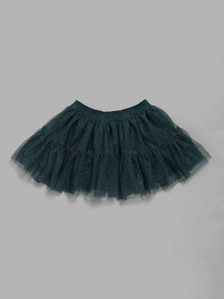 HOP Kids Teal Net Tiered Skirt