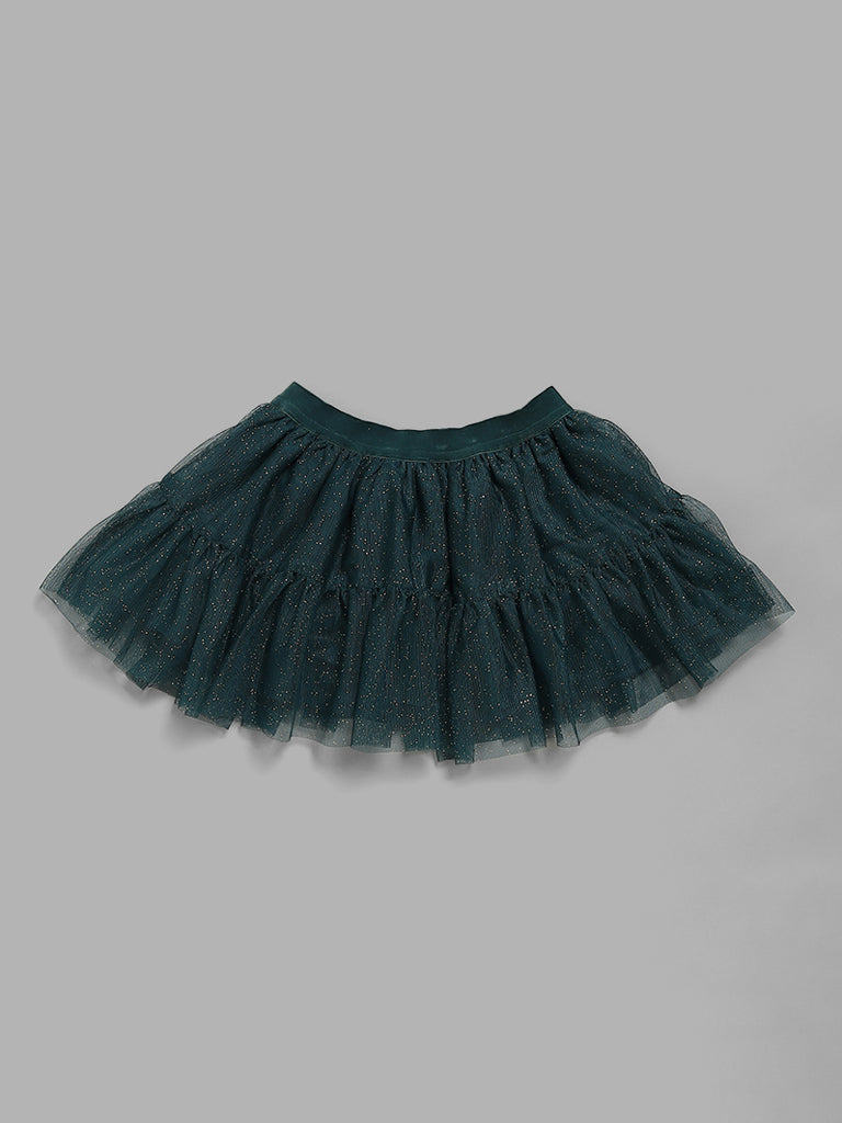 HOP Kids Teal Net Tiered Skirt