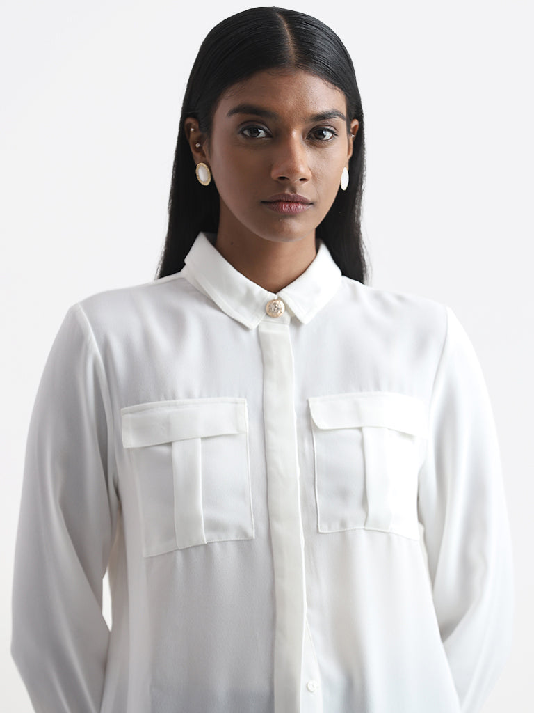 Wardrobe Plain White Relaxed Fit Shirt