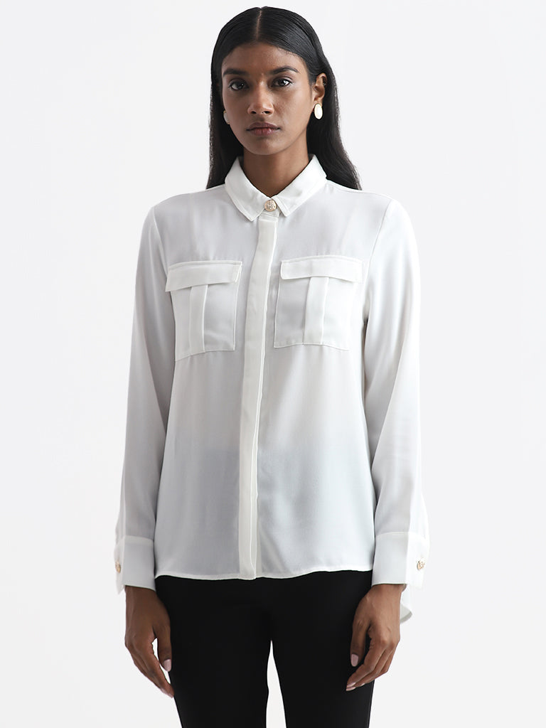 Wardrobe Plain White Relaxed Fit Shirt