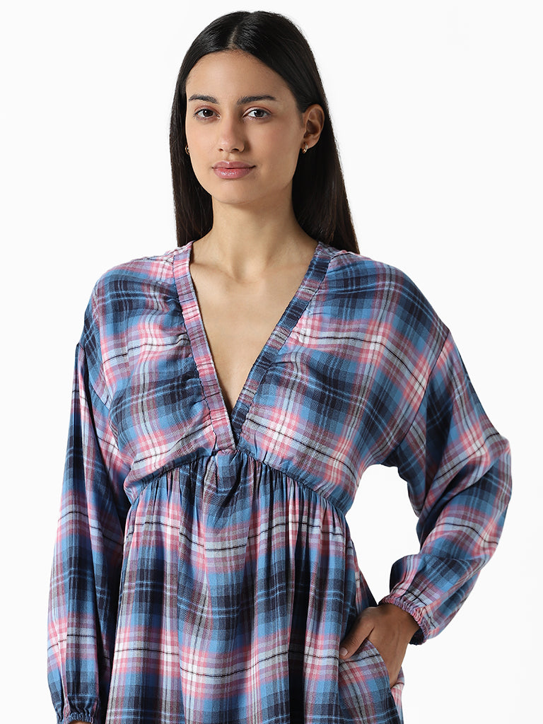 Nuon Pink & Blue Classic Checked Dress