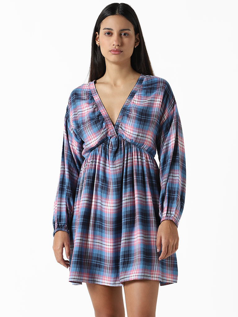 Nuon Pink & Blue Classic Checked Dress