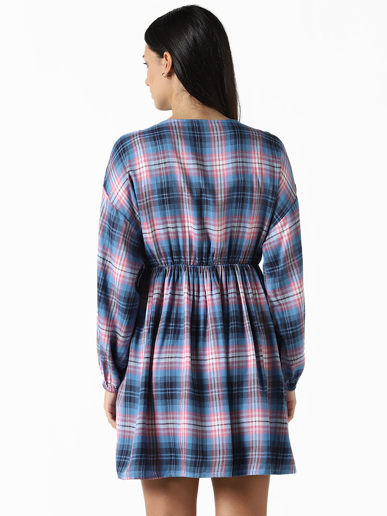 Nuon Pink & Blue Classic Checked Dress