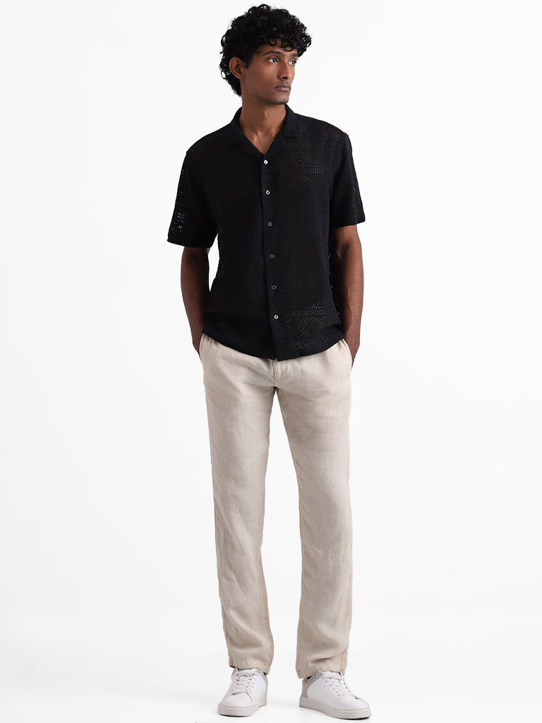 ETA Black Mesh Relaxed Fit Shirt